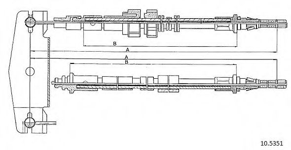 Трос, стояночная тормозная система CABOR 10.5351 Трос, стояночная тормозная система CABOR 10.5351