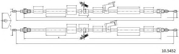 Трос, стояночная тормозная система CABOR 10.5452 Трос, стояночная тормозная система CABOR 10.5452