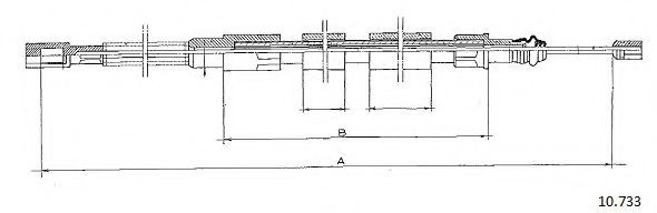 Трос, стояночная тормозная система CABOR 10.733 Трос, стояночная тормозная система CABOR 10.733