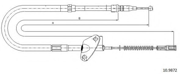 Трос, стояночная тормозная система CABOR 10.9872 Трос, стояночная тормозная система CABOR 10.9872