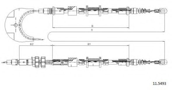 Трос, стояночная тормозная система CABOR 11.5493 Трос, стояночная тормозная система CABOR 11.5493