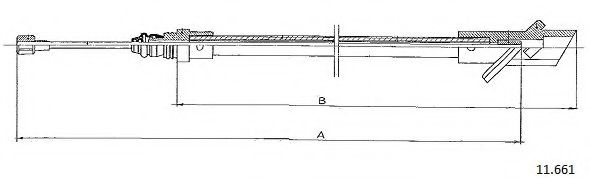 Трос, стояночная тормозная система CABOR 11.661 Трос, стояночная тормозная система CABOR 11.661