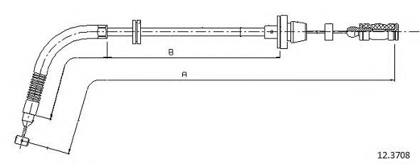Трос, стояночная тормозная система CABOR 12.3708 Трос, стояночная тормозная система CABOR 12.3708