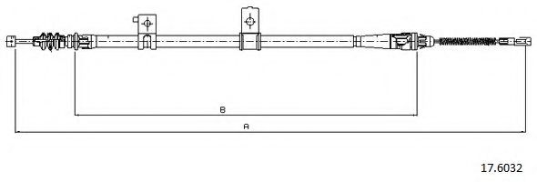 Трос, стояночная тормозная система CABOR 17.6032 Трос, стояночная тормозная система CABOR 17.6032