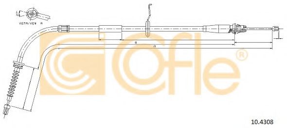 Трос, стояночная тормозная система COFLE 10.4308 Трос, стояночная тормозная система COFLE 10.4308