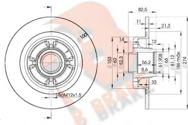 R BRAKE 78RBD16328