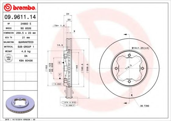 BREMBO 09.9611.14
