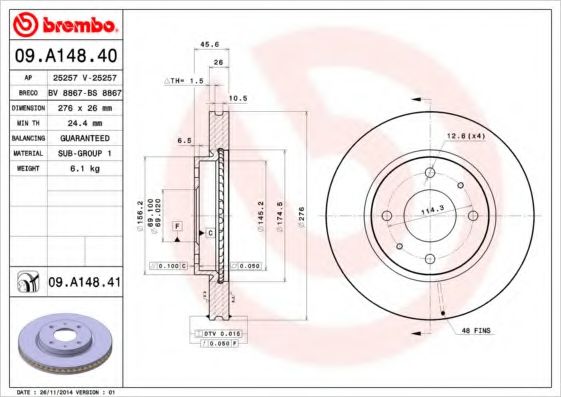 BREMBO 09.A148.41