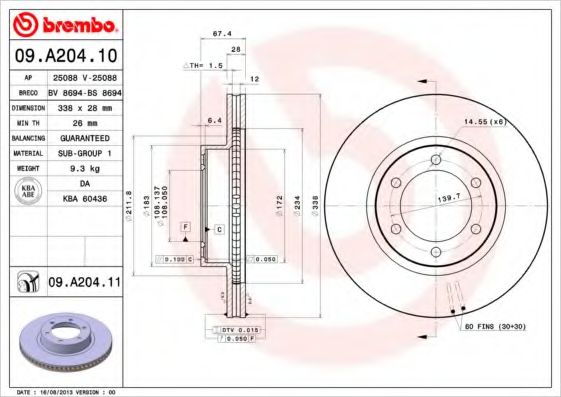 BREMBO 09.A204.11