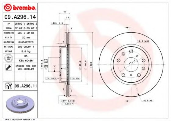 BREMBO 09.A296.14