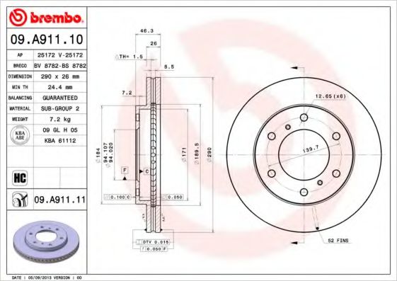 BREMBO 09.A911.11